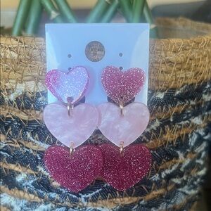 Sparkling Heart Drop Earrings